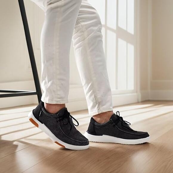 Ortho Comfoot Mens Size 11 Gray Black Canvas Lace Up Orthopedic Slip On Shoes - Picture 3 of 6